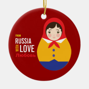 Matryoshka från Ryssland med Julgransprydnad Keramik