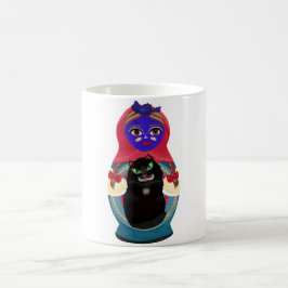 Matryoshka Guardian och hennes Mischievous Black C Kaffemugg