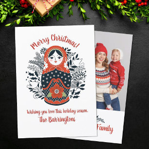 Matryoshka Nating Doll Cute julfoto Kort