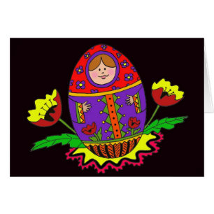 Matryoshka Pysanka ukrainsk Folk konst Hälsningskort