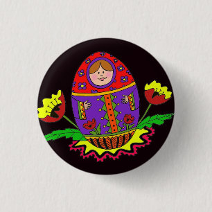 Matryoshka Pysanka ukrainsk Folk konst Knapp