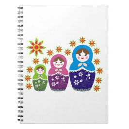 Matryoshka Rysk dockor och solblommor anpassningsb Anteckningsbok