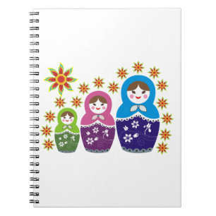 Matryoshka Rysk dockor och solblommor anpassningsb Anteckningsbok