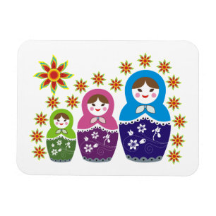 Matryoshka Rysk dockor och solblommor anpassningsb Magnet