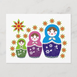 Matryoshka Rysk dockor och solblommor anpassningsb Vykort