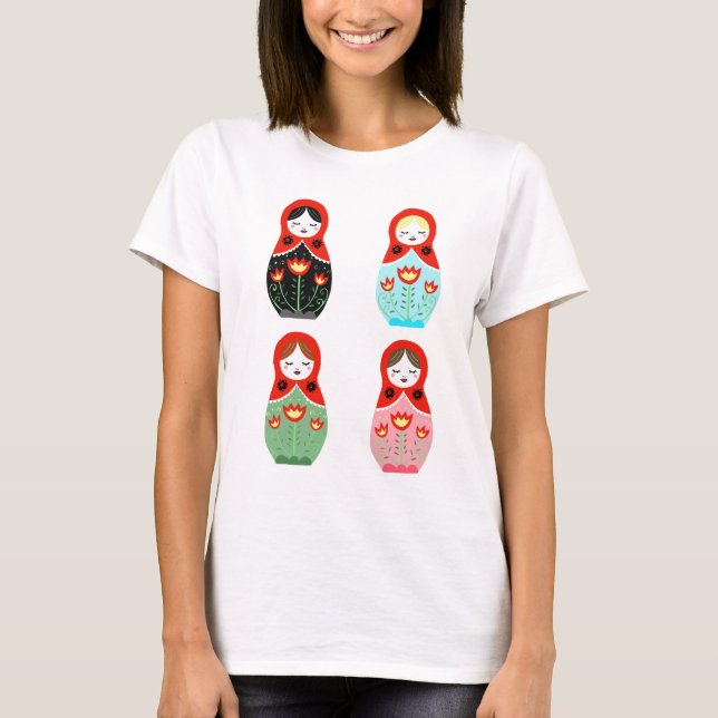 Matryoshka Rysk kapning Dolls Babushka Doll T Shirt (Framsida)