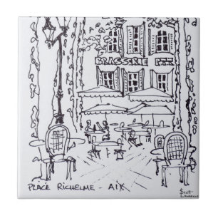 Matsal i en piazza Aix en Provence, Frankrike Kakelplatta