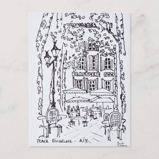 Matsal i en piazza | Aix en Provence, Frankrike Vykort (Framsida)