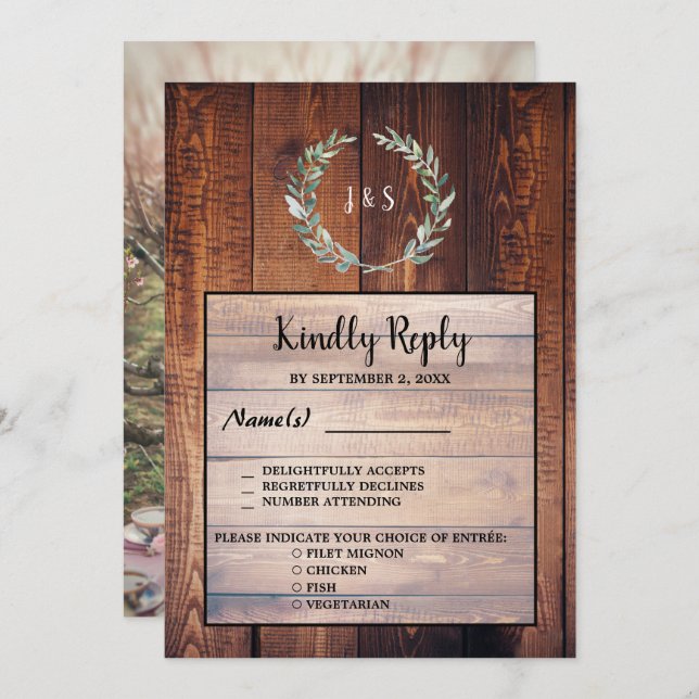 Matsalternativ för Bröllop OSA av löv Inbjudningar (Fram/baksida)