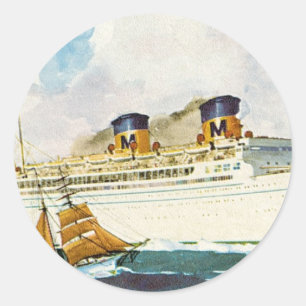Matson Liner till Hawaii Runt Klistermärke