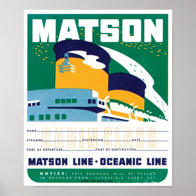 Matson Oceanic Line Poster (Framsidan)