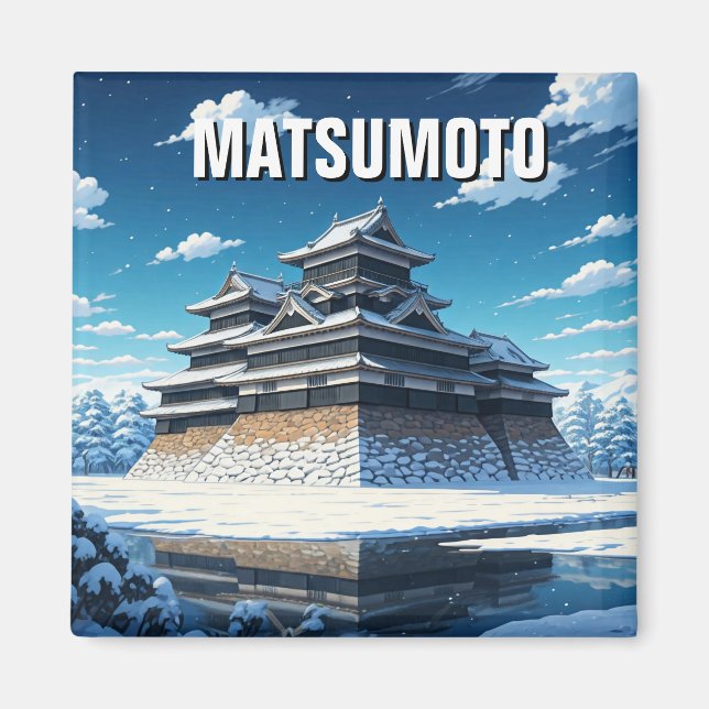 Matsumoto Castle Japan Winter Magnet (Framsidan)