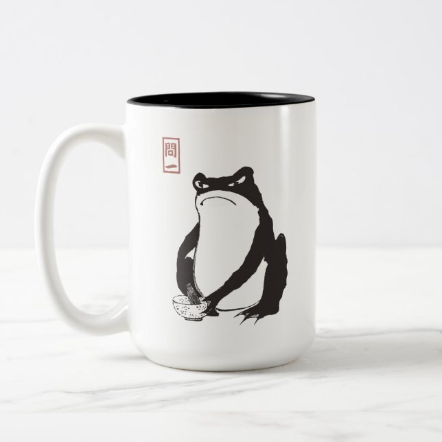 Matsumoto Hoji Frog Ledsen Melancholy Japansk arti Två-Tonad Mugg (Vänster)