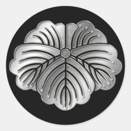 Matsunaga Klan Kamon Silver Chrome Runt Klistermärke