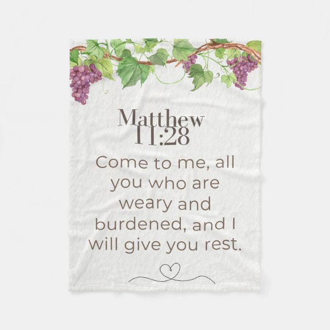 Matt 11:28 Kom till mig Skrift | Grapevine Fleecefilt (Framsidan)