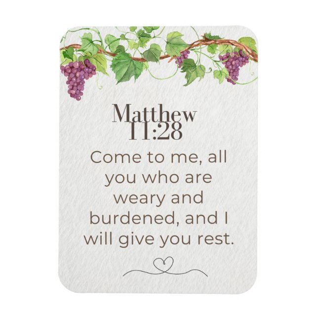 Matt 11:28 Kom till mig Skrift | Grapevine Magnet (Vertikal)