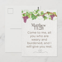 Matt 11:28 Kom till mig Skrift | Grapevine Vykort