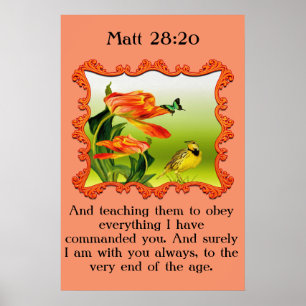 Matt 28:20 Gult och svart kanariefågel Poster