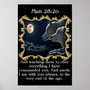 Matt 28:20 med en örfil som flyger över landskapet poster