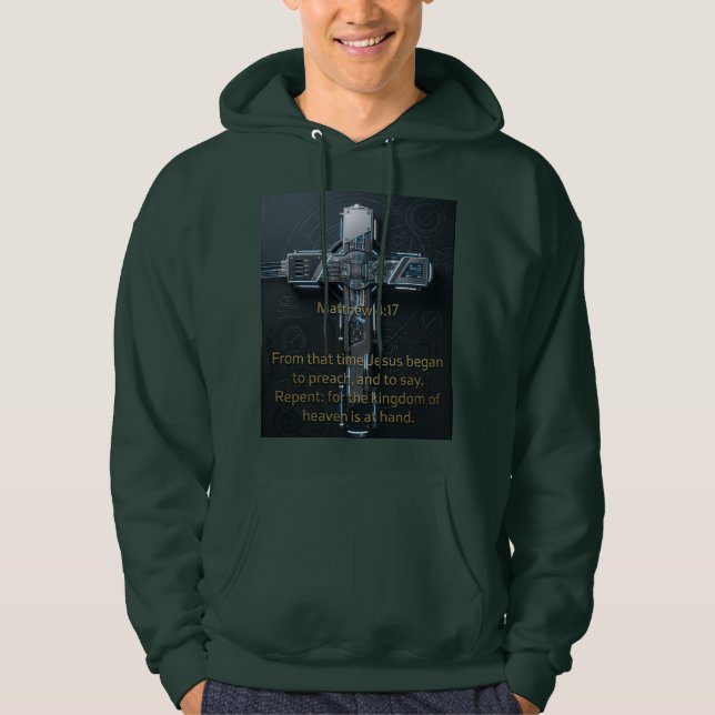 Matt 4:17 – Ångra Kors Hoodie (Framsida)