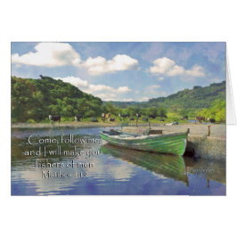 Matt. 4:19 Kom följer mig..manar fiskare Hälsningskort