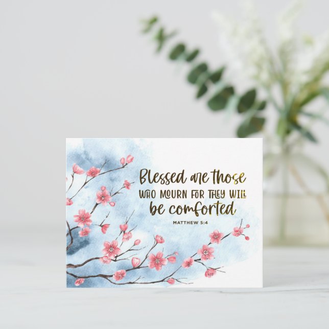 Matt 5:4 Saliga är de som sörjer Medkänsla Vykort (Stående Fram)