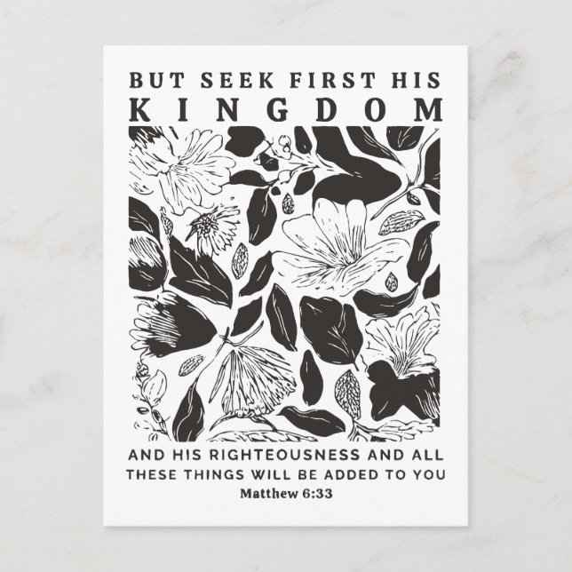Matt 6:33 ”Sök först hans rike” vykort (Framsida)