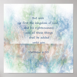 Matt 6:33 Sträck Ye First God Bible Scripture Poster
