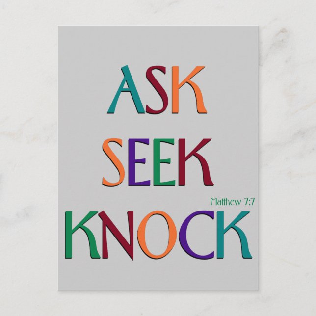 Matt 7:7-anpassadets vykort (Framsida)