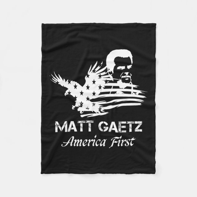Matt Gaetz Ansikte American Flagga Eagle Trump 202 Fleecefilt (Framsidan)