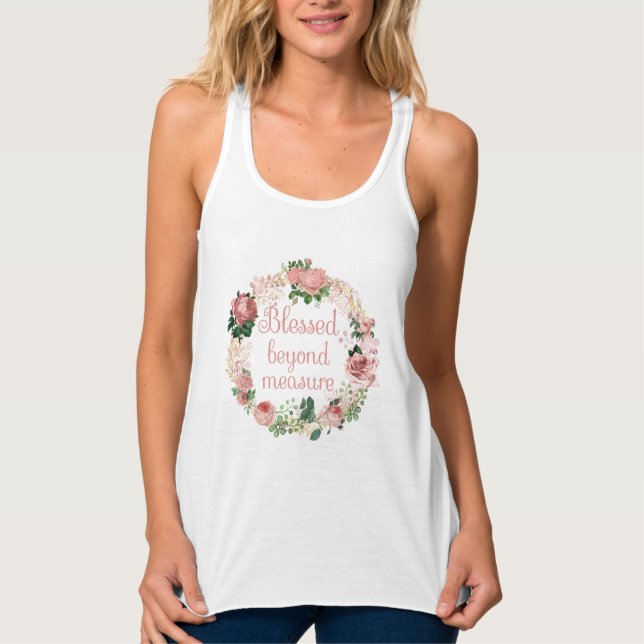Mätt utöver mått/ Rosa Blommigt andedräkt Linne Med Racerback (Framsida)