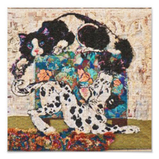 Matta Burn Chase Hund and Cat Fototryck