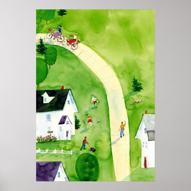 mättad eftermiddag Vattenfärg Poster (Framsidan)