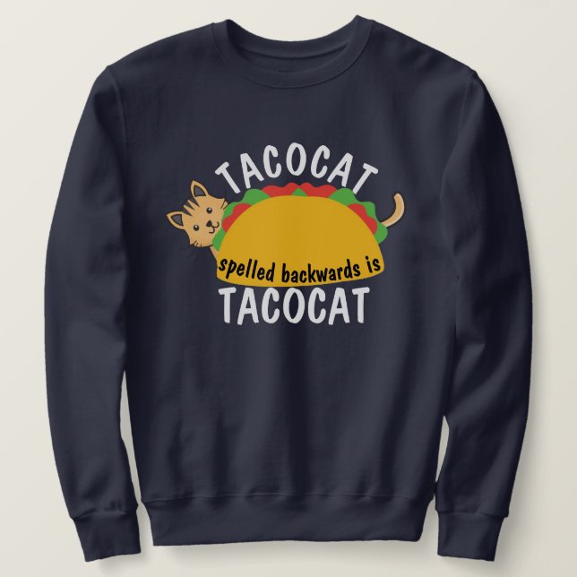 Mattakocat, bakåtriktad | Funny Taco Cat Mamma Lång Ärmad Tröja (Design framsida)