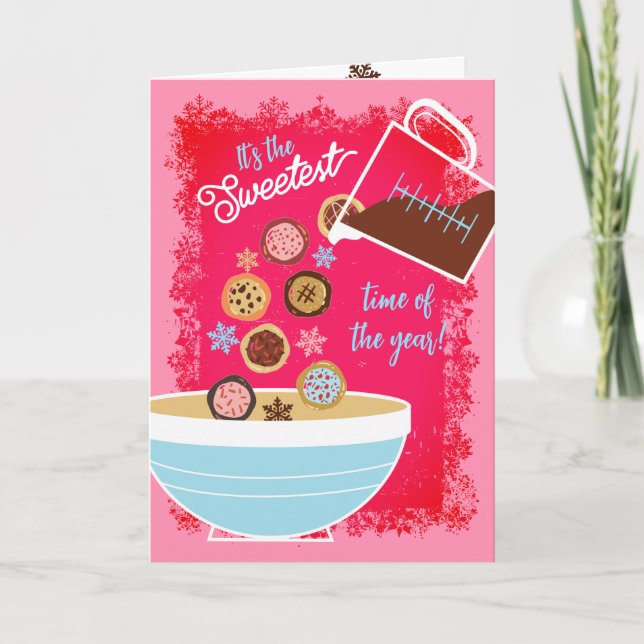 Måttbägare häller julbak julgrötar helgkort (Framsida)