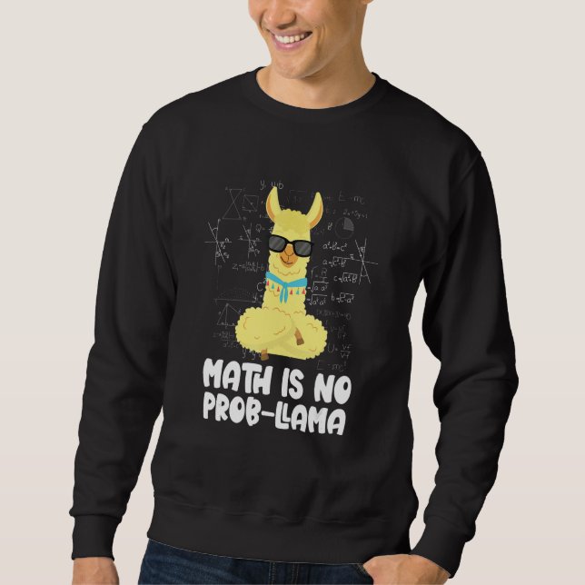 Matte är inget problem lama djur alpaca matematike lång ärmad tröja (Framsida)