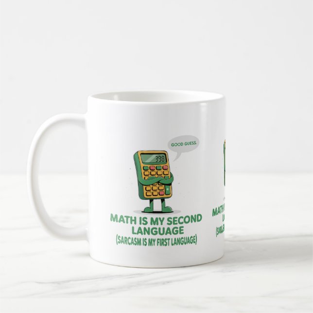 Matte är mitt andra språk - Rolig Kalkylator Desi Kaffemugg (Vänster)