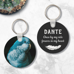 Matte Black Feather Photo Pet Bird Memorial Nyckelring