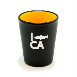 Matte Black/Gult Hilo Shot Glass "I Fish"
