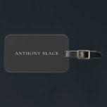 Matte Black Minimalist Plain Elegant Classical Bagagebricka<br><div class="desc">Represent yourself with this modern,  elegant design. This template can be customized to meet all professional occupations.</div>