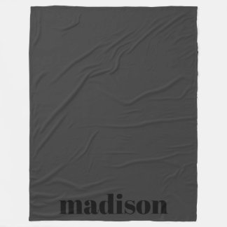 Matte Black Modern Monogram Personlig Namn Fleecefilt