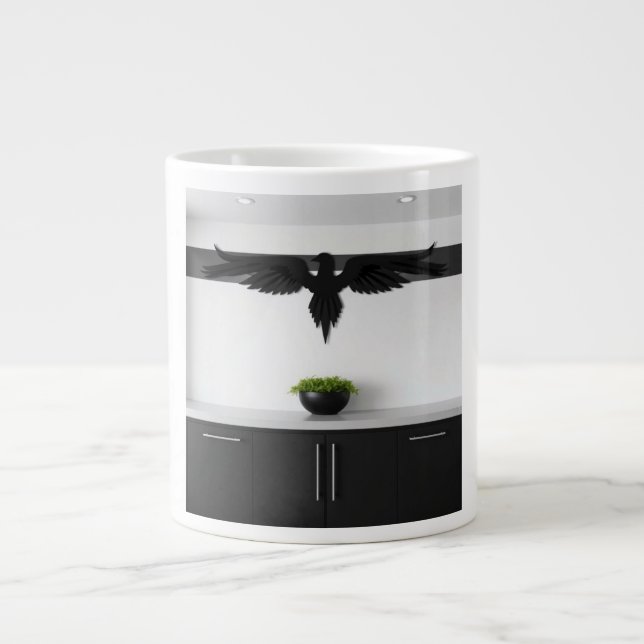Matte Black Raven Accents High Contrast Architectu Jumbo Mugg (Framsidan)