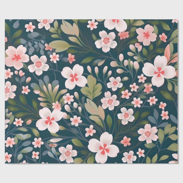 Matte Blommig Inpackningspapper – Elegant Blomma Presentpapper (Platt)