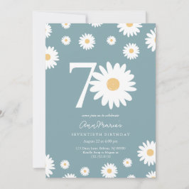 Matte Blue Daisy 70:e födelsedagsinbjudan Inbjudningar