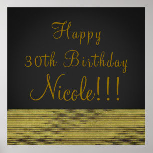 Matte Gold Modern Glam Sequins Party Banner Affisc Poster