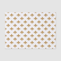Matte Guld Fleur-de-lis on White