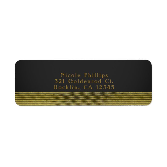 Matte Guld Modern Glam Sequins Chic-inbjudan Returadress Etikett (Framsidan)