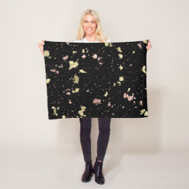 Matte Guld och Ro Guld Flakes Black Fleecefilt