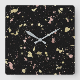 Matte Guld och Ro Guld Flakes Black Fyrkantig Klocka