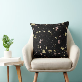Matte Guld och Ro Guld Flakes Black Kudde